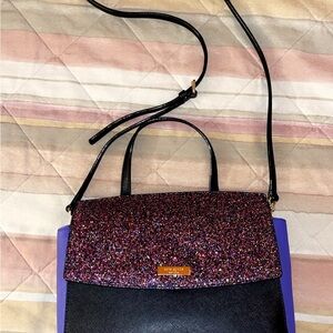Kate Spade Black and Purple Glitter Bag